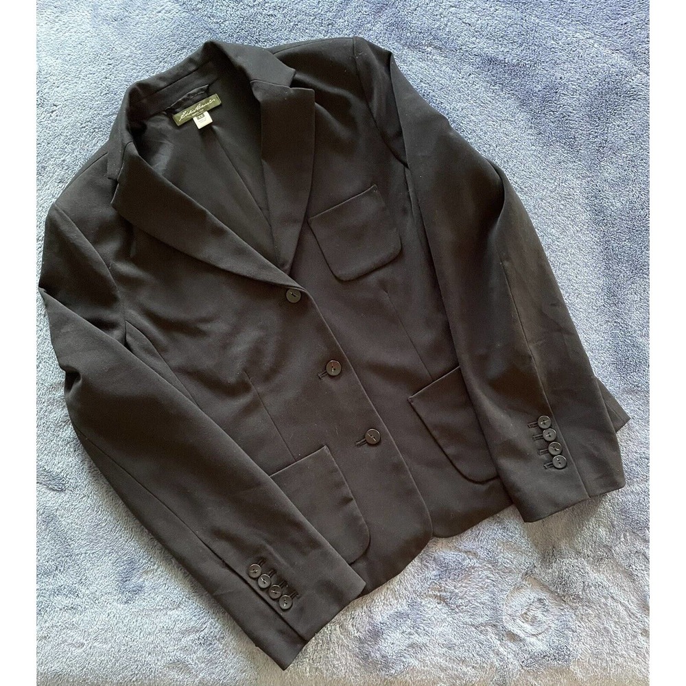 Eddie Bauer Women's Polyester Blend Blazer Black Coat Career Jacket‎ Size 12
